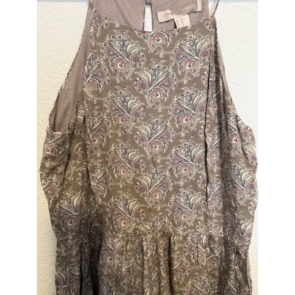 Forever 21 Brown Paisley Print Sleeveless Jump Suit XS Casual‎